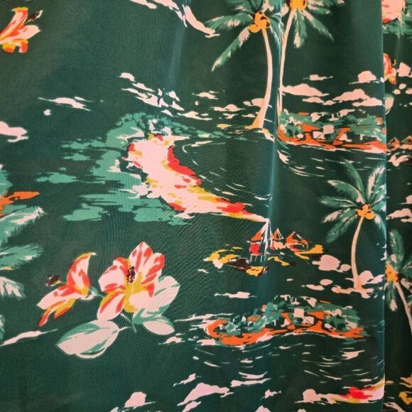 Lauren Conrad Green Print Tie Neck Top XXL - Picture 6 of 7